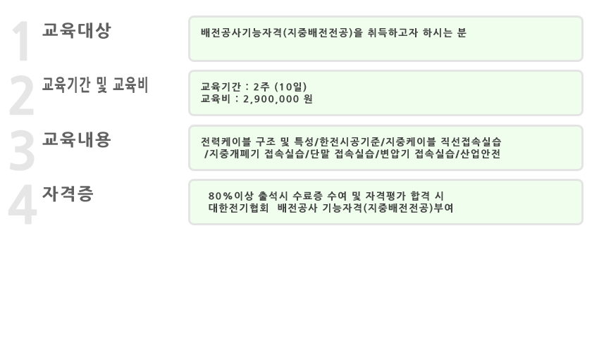 지중배전전공자격증 취득과정